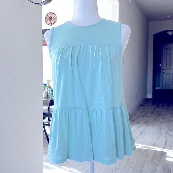 Belle Du Jour Tiered Tank Top Aqua NWT Crew Neck Sleeveless Boho Tier Spring S - Picture 5 of 11